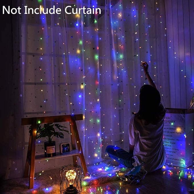 Curtain Lights, String Lights Bedroom, 300 LED 9.8x9.8Ft Twinkle String Light Decorations for Window Wedding Bedroom Wall Party Backdrop, Cute Home Indoor Outdoor Decor String Light Remote Control