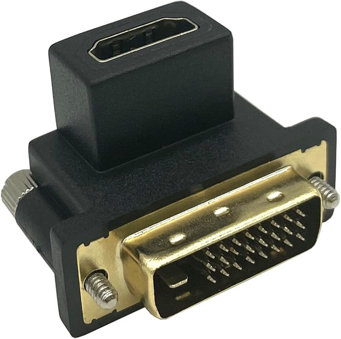 Up Angled 90 Degree DVI to HDMI Adapter, Gilded DVI Male to HDMI Female, for Computer & HDTV & Graphics Card,Projector