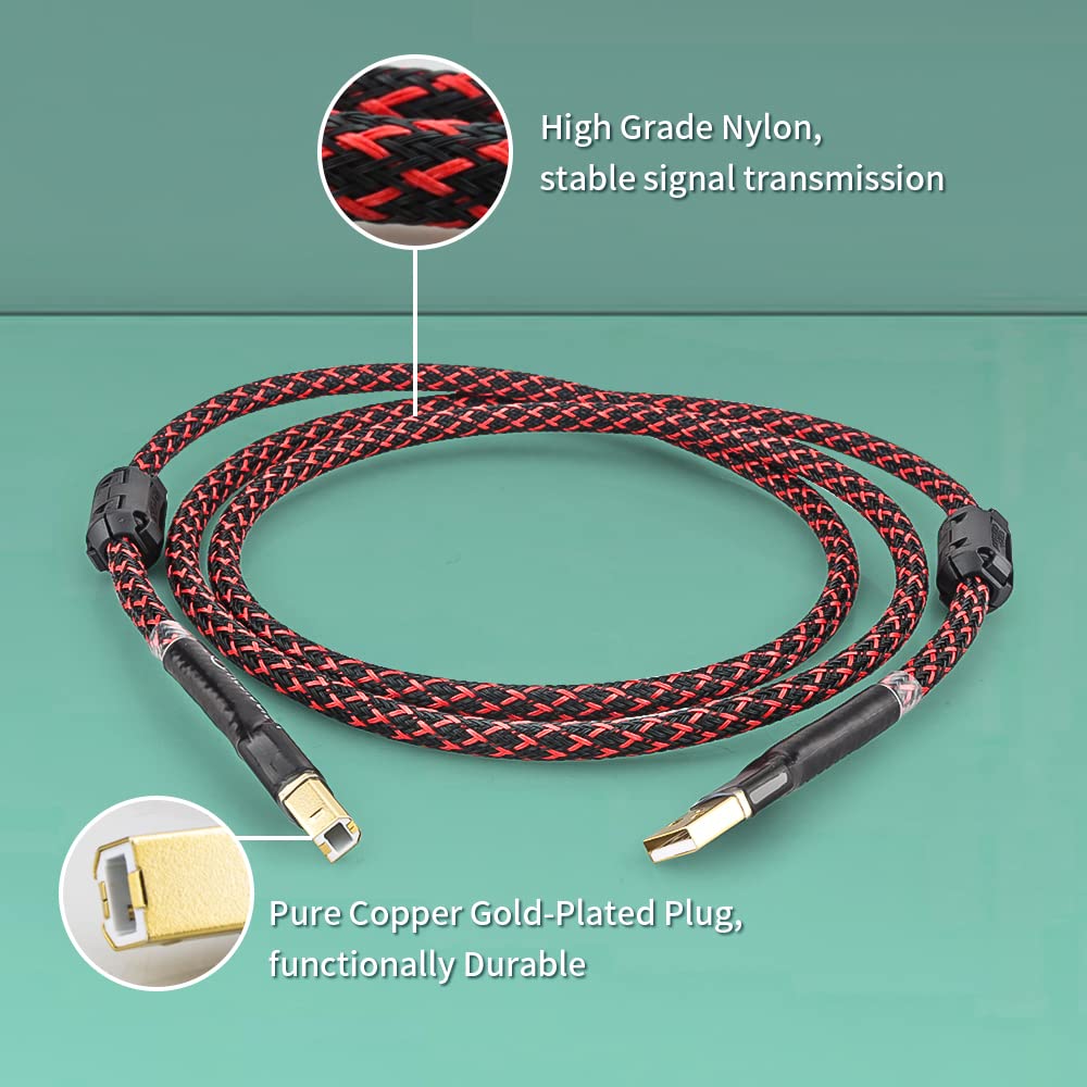 2.0 (1.5m/4.92ft) Tertullus HiFi USB Cable A to B Digital Audio Audiophile Cable