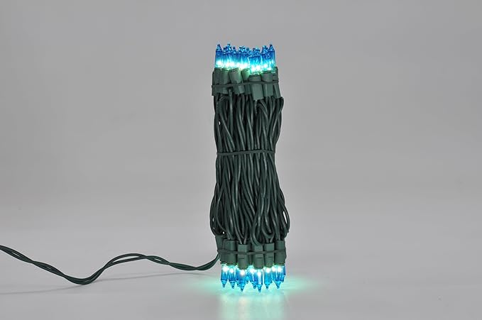 Brite Star 100 Count Mini String Christmas Lights, Blue - 22 feet Indoor/Outdoor Christmas Tree Lights with Green Wire