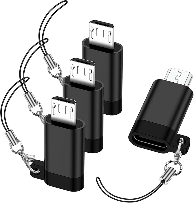 Micro USB to USB C Adapter for Samsung Galaxy S7/S7+/S7 Edge/S6/S6 Edge/J3/J7/Note 6/5,LG G4,Nexus 4/5/6, 4Pack Type C Female to Micro USB Male Adapter Mini-USB Connector Support Charge & Data Sync