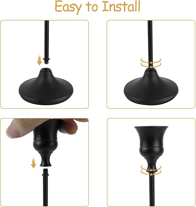Black Candlestick Holders Set of 3, Metal Taper Candle Holders, Classic Decorative Candle Stick for Christmas, Wedding, Party, Dinner Tables,Home Décor