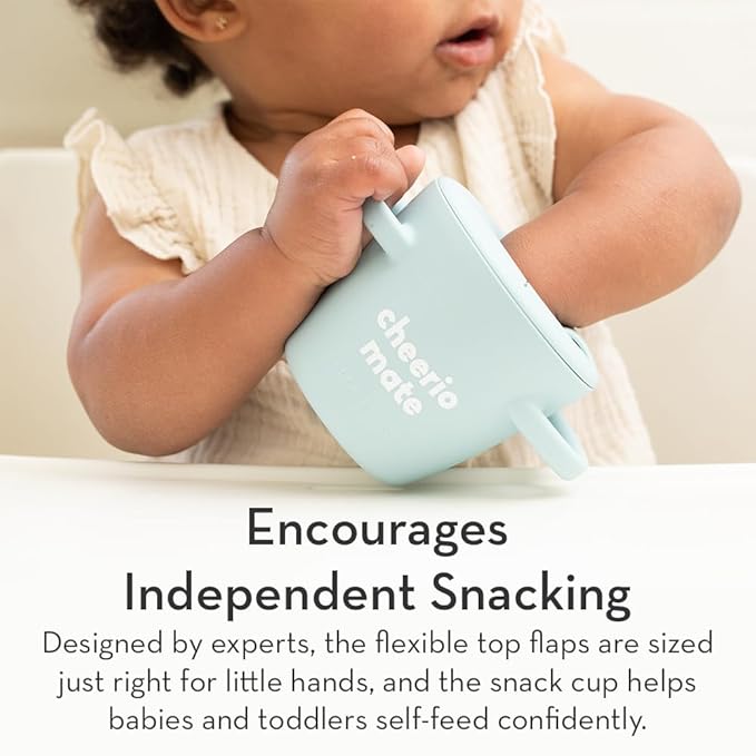 Bella Tunno Snack Cups for Toddlers, Silicone Spill Proof Food Container with Lid, Babies & Kids 6-12 Months, I Love SNX