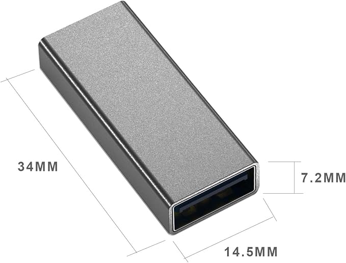 8Pack USB Female to Female Adapter for Connecting Two USB Male Ends Devices, UsbA Extension Connector Compatible with MacBook Pro/Air, IPad Pro Google Pixel,Apple Etc.（Grey）