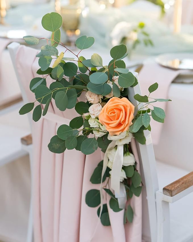 JOYLEX Artificial Flowers Realistic Roses, 25pcs Real Looking Fake Roses with Stem for DIY Wedding Bouquets Centerpieces Bridal Shower Party Romantic Decorations (25pcs, Orange)