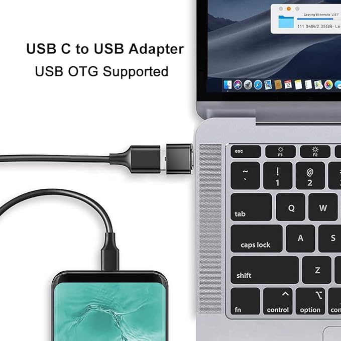 USB C to USB Adapter (Pack of 2), USB C OTG Adapter, Type C to USB-A Converter, Compatible with iPhone 17/16/15, Galaxy S25/S24/S23, iPad, MacBook and More, Black and Silver
