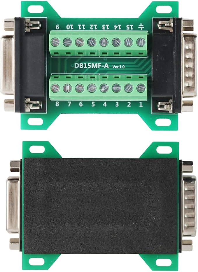2PCS DB15 Male Female Connector in One Breakout Board, RS232 D-SUB Serial to 15-pin Port Adapter Module