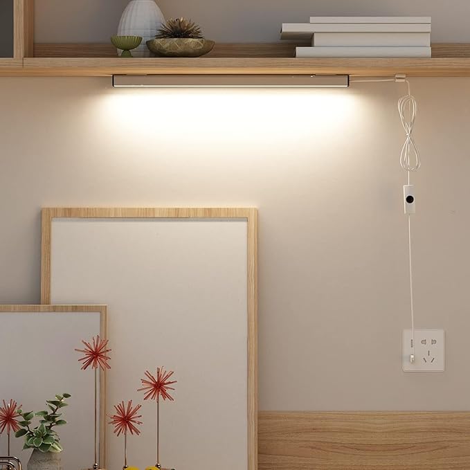 ASOKO Under Cabinet Led Lighting, 12 Inch Light Strip Bar,Daylight White 5000K Dimmable Plug in USB Light, Small Thin Led Under Counter Lighting for Kitchen/Room/Shelf/Desk/Display Case -2Pack
