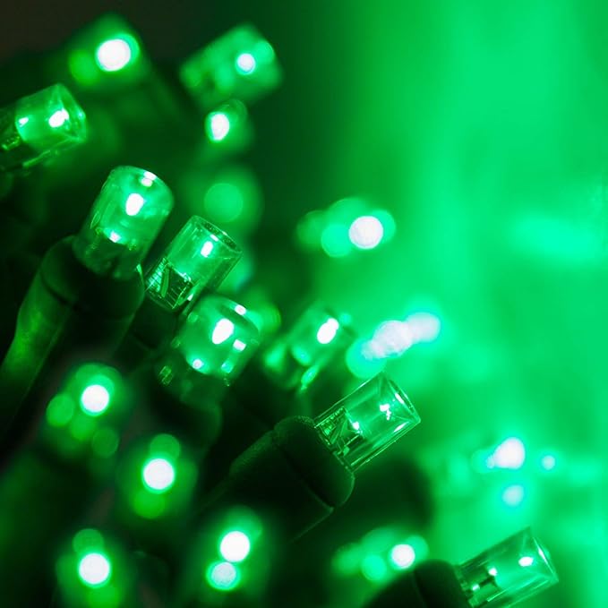 70 Green LED Christmas Lights, 24 ft Green Wire Indoor/Outdoor Mini String, Commercial Grade Tree & Holiday Lighting, 5mm — Halloween & St. Patrick’s Day