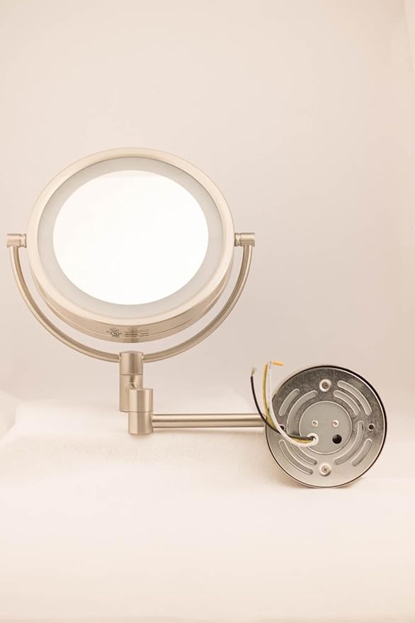 JERDON Wall-Mounted Makeup Mirror with Lights - Direct-Wired Lighted Makeup Mirror with 8X Magnification & Chrome Finish - Model HL88CLD