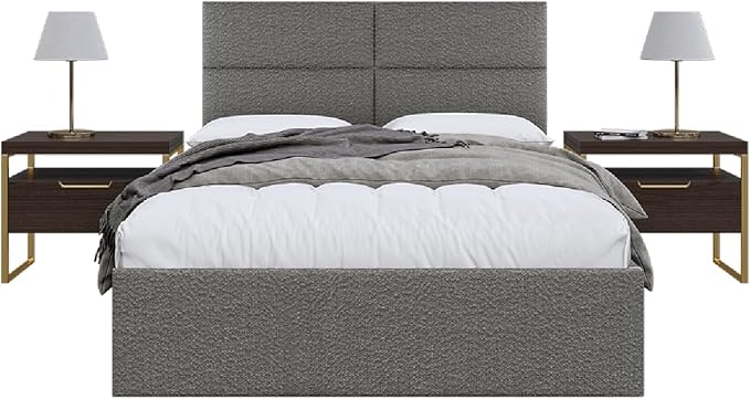 Vänt Upholstered Wall Panels - Queen/Full Size Wall Mounted Headboards - Boucle Grey - Set of 4 Panels (Each Individual Panel 30"x11.5")