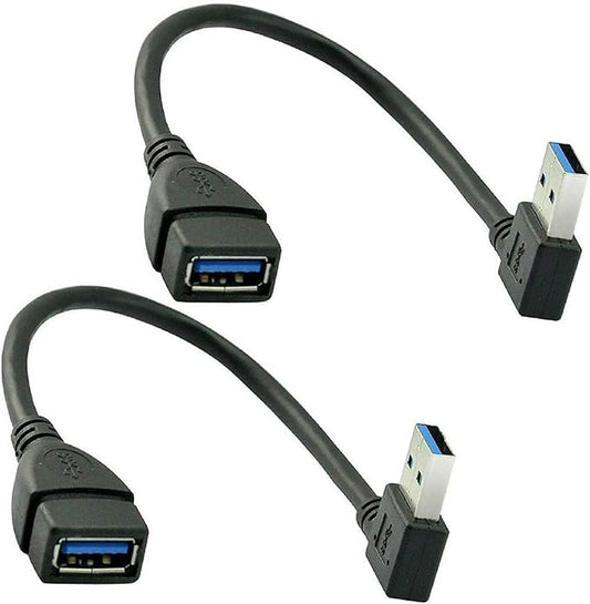 SuperSpeed USB 3.0 Male to Female Extension Data Cable Left Angle 2PCS (20CM,8IN)(Notice:pls Check The Left Angle in Picture)