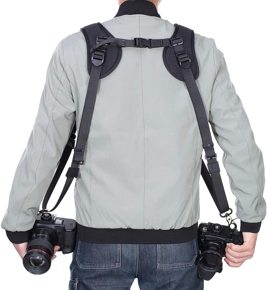 Ztowoto Double Shoulder Camera Strap Harness, Quick Release Adjustable Dual Tether Strap for DSLR SLR Cameras