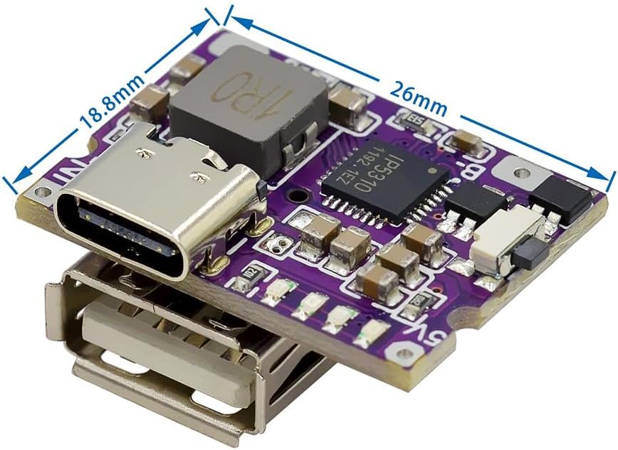HiLetgo 2pcs 5V 3A Charging Module, USB A and USB C/Type-C Dual Interfaces for Mobile Power Bank