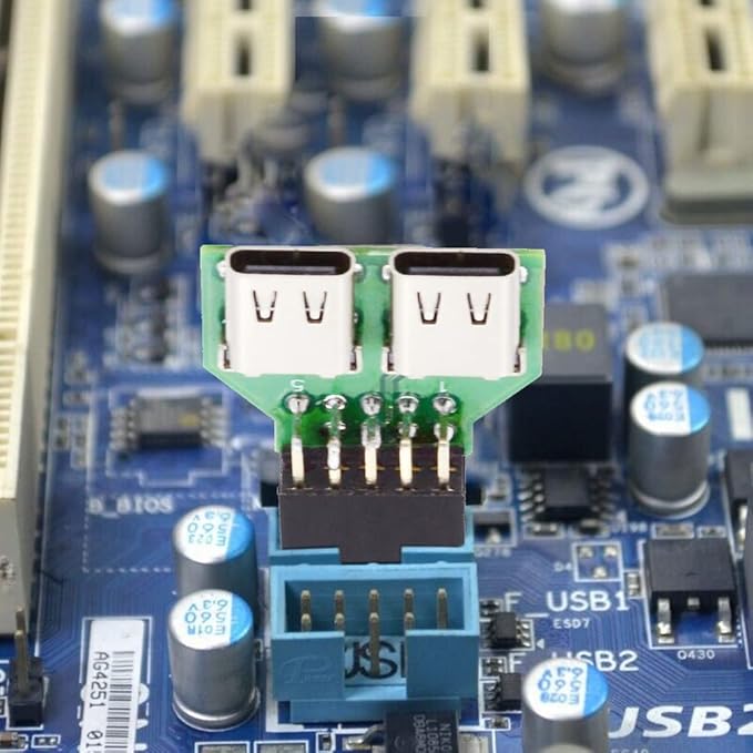 CY Adapter Dual Ports USB 3.1 Type C USB-C Female to USB 2.0 Motherboard 9pin 10pin Header Adapter PCBA 480Mbps