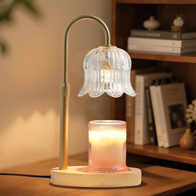 Candle Warmer Lamp with Timer: Adjustable Dimmable Height Adjustable Warming - Flower Vintage Shape Wax Lamp Jar Candles No Flame Modern Home Decor Table Lights - New Home Room Decor