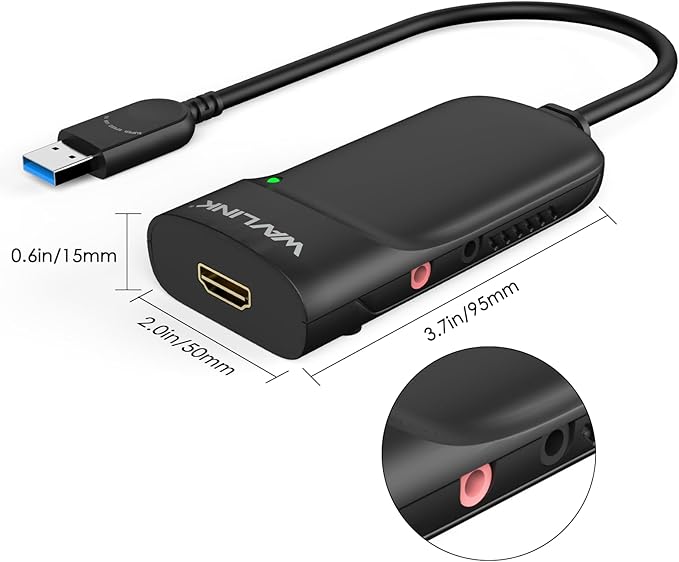 WAVLINK USB 3.0 to HDMI Universal Video Adapter, Displaylink Chips Supports up to 6 Monitor displays, Compatible with Windows, MacOS, Ubuntu 20.04,22.04,LTS, ChromeOS-Upgrade Version