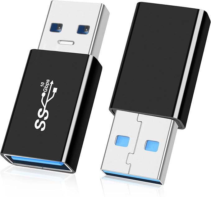 USB 3.0 Male to USB3.0 Female Adapter (2 Pack), OTG 3.0 USB A to 3.0 USB-A Expander Connector USBA Extender Connection or Data Cable Extension, USB3.0 Converter Adapters
