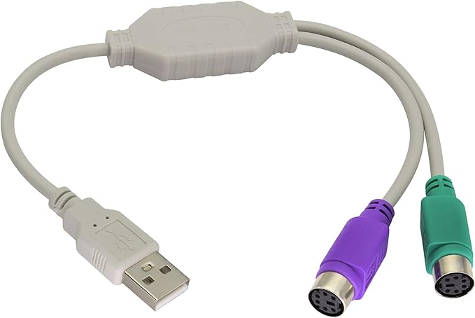 zdyCGTime 12Inch White PS/2 to USB Adapter Keyboard Mouse Converter Cable,USB Male to Dual PS2 Female Y Splitter Cable,Support Win98/ME/2000/XP/7/8/8.1,etc.(30cm/1Pack)