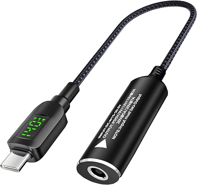 140W DC4530 to USB C PD Cable DC 4.5mm x 3.0mm Female(4.5 x 0.6mm) Input to Type C Male Power Charging Cable with Charging Voltage Current watt Display Real time,for Phones,Tablets,Laptops