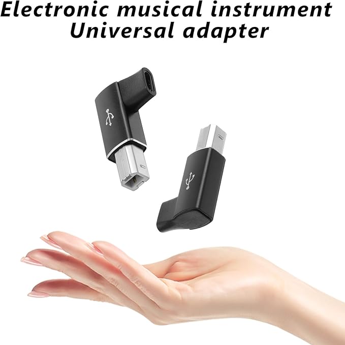 3PCS USB B to USB C Printer Adapter 90 Degree Right Angle Type-C Female to Midi Converter Type-C to USB-B Convert Connector Compatible with Printer, Electric Piano, Laptops