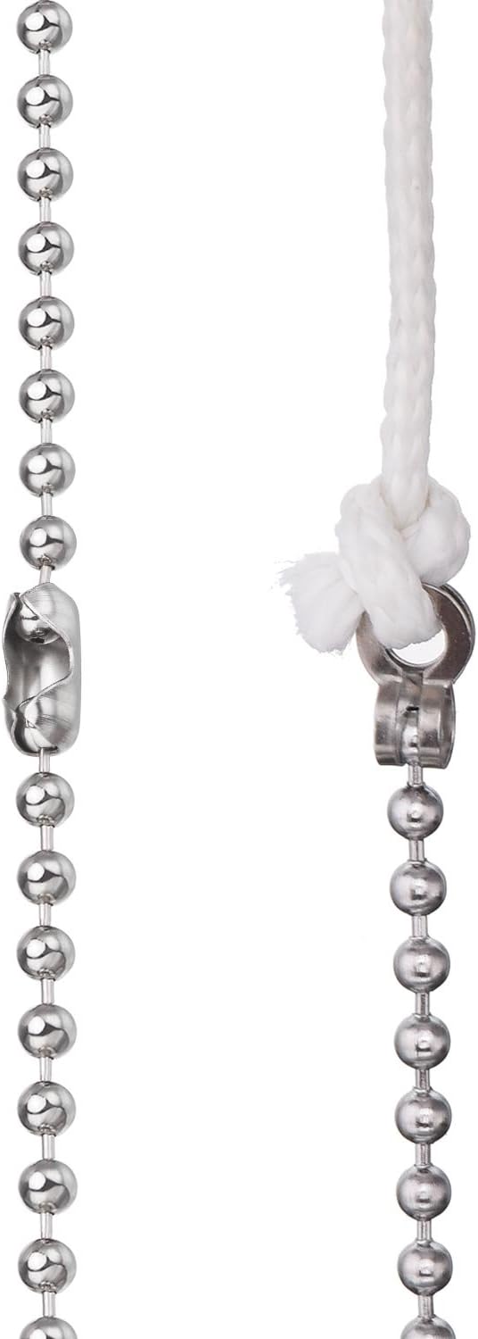 Shappy 2 Pack Steel Beaded Ball Pull String Extension Chain with Connector for Ceiling Fan Light Fixture Light Bulb Switch Chain Extender, 1 Meter Length