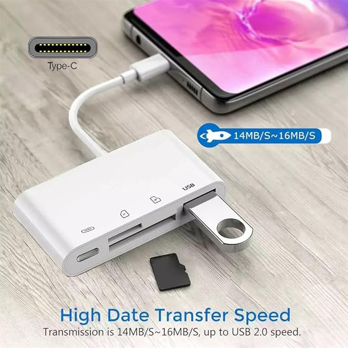 NFHK USB 2.0 Type C USB-C to TF Micro SD SDXC USB Female Card Reader PD 27W Adapter for Laptop Tablet Phone