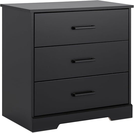 Prepac Rustic Ridge Farmhouse Nightstand Bedside Table, Black Nightstand for Bedroom, End Table with 3 Drawers 16.25"D x 27.5"W x 26.75"H