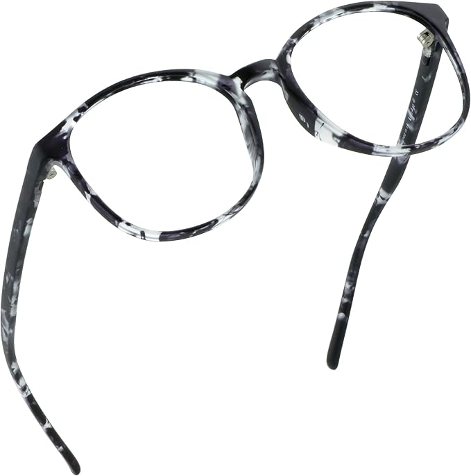 LifeArt Round Blue Light Blocking Glasses, Computer Glasses, Gaming Glasses, TV Glasses for Women Men (Gray, 5.50 Magnification)