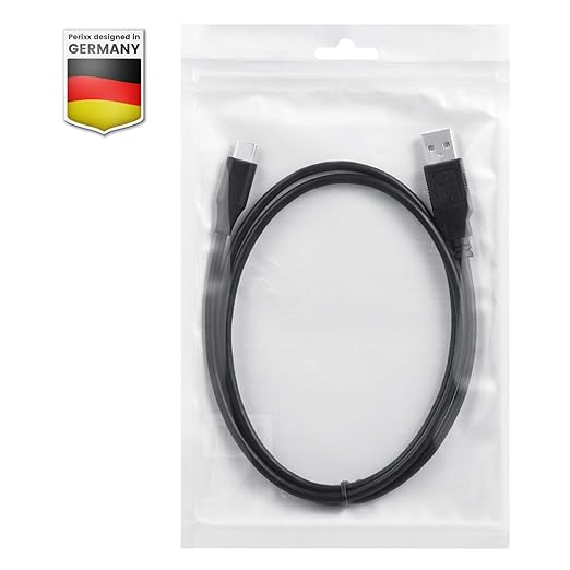 Perixx PERIPRO-406 USB Type C Male to USB A Male 3 Ft Cable - USB2.0 Spec for Smartphones, Tablets, Laptop, and Desktops - Black