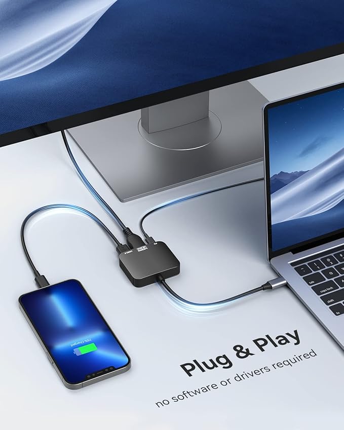 USB C to HDMI Adapter【4K@60HZ】, Vilcome HDMI to USB C Adapter Multiport with USB Type C PD & USB 3.0 Port, Compatible for MacBook Pro/Air, iPad Pro/Air, Dell XPS, iPhone 15 Pro/Max, Android (Black)