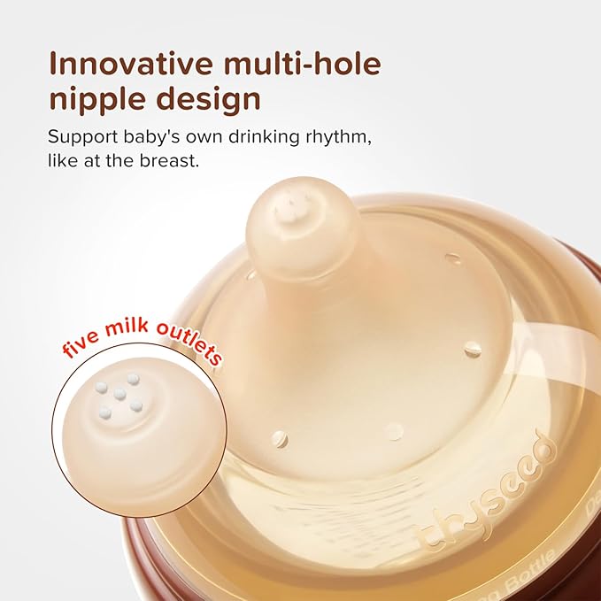 Thyseed Glass Natural Anti-Colic Baby Bottles | Newborn Breast Like Nursing Bottle for Breastfed Babies with Nipple(2-3 Months),5oz,1pack