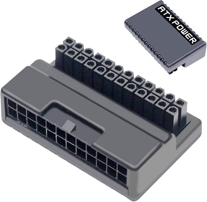 WLGQ ATX 24 Pin 90 Degree Right Angle Male to Female Adapter, Protective Shell for PC Motherboard Power Supply