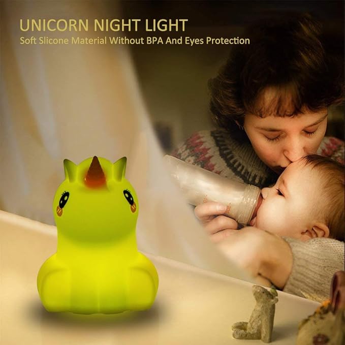 Night Light for Kids Silicone Unicorn Night Light 9 Colors Baby Light Bedside Lamp Rechargeable Remote LED Children Night Light for Toddlers/Boys/Girls/Adults/Bedroom/Bathroom/Outdoor