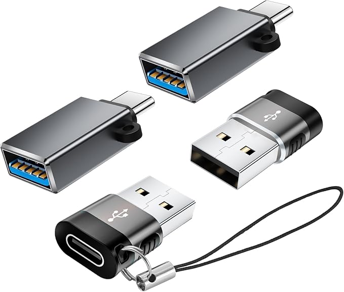 USB to USB C Adapter 4 Pack,USB C to USB A Adapter,USB-A Type C Male Female OTG Adaptor,USBA to USBC Converter for Phones,MacBook,iPad,Laptop,Tablet(Grey)