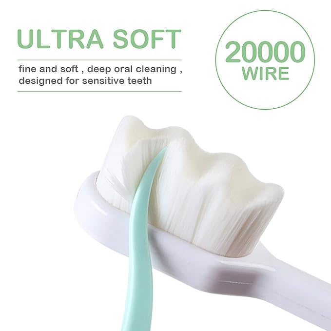 EasyHonor Extra Soft Toothbrush for Sensitive Gums, Micro-Nano Manual Toothbrush with 20000 Soft Floss Bristle for Pregnant Women, Elderly, Braces and Gum Recessions.(80PCS)