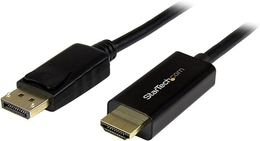 StarTech.com 10ft (3m) DisplayPort to HDMI Cable - 4K 30Hz - DisplayPort to HDMI Adapter Cable - DP 1.2 to HDMI Monitor Cable Converter - Latching DP Connector - Passive DP to HDMI Cord (DP2HDMM3MB)