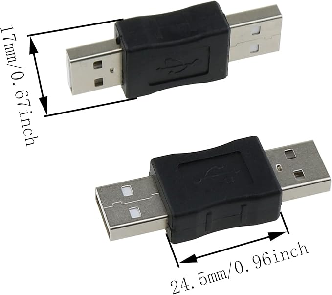 2PCS USB Adapter USB Male to USB Male Gender Changer Adapter Coupler Converter