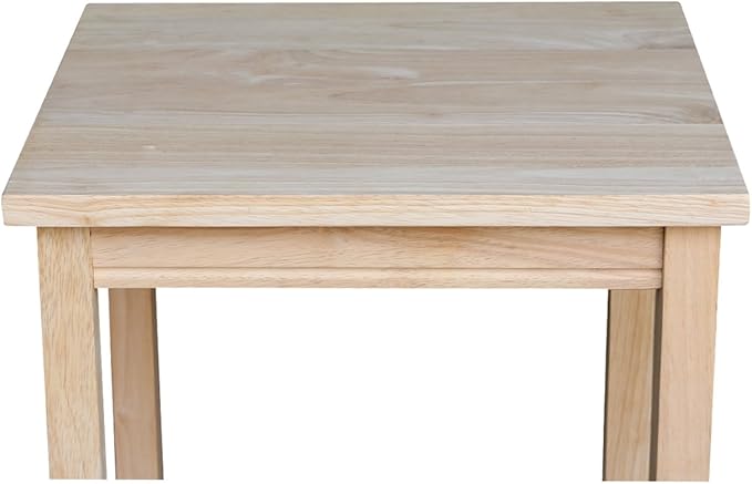 IC International Concepts, Portman Accent Table , Solid Real Wood, Sturdy Parawood,16 X 14 X 29, Minimum Assembly, DIY, Paint or Stain in Any Color, Unfinished