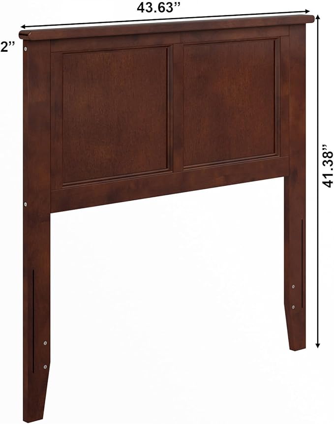 AFI, Madison Twin Solid Wood Panel Headboard with Attachable Charger, Walnut