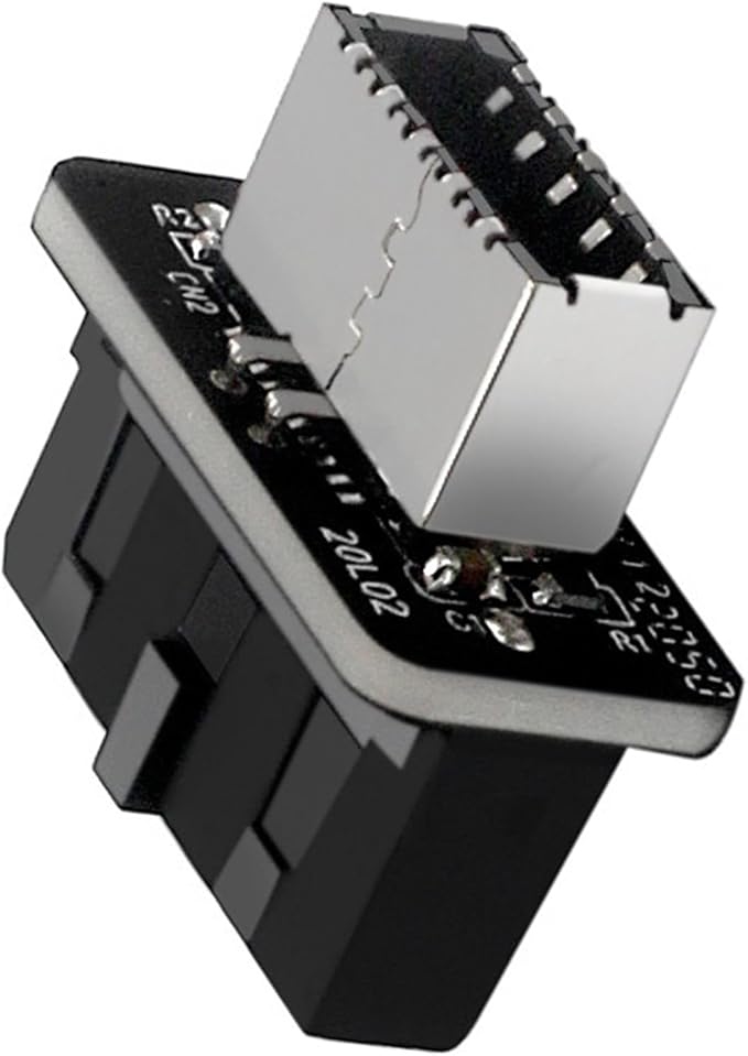USB 3.0 19-Pin to Type-E Motherboard Header Adapter, Internal Connector for PC Mainboard, Black