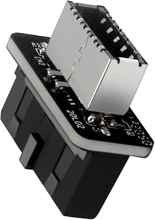 USB 3.0 19-Pin to Type-E Motherboard Header Adapter, Internal Connector for PC Mainboard, Black