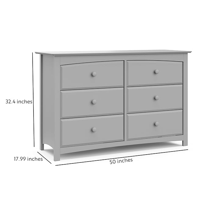 Storkcraft Kenton 6 Drawer Universal Dresser (Pebble Gray) – Dresser For Kids Bedroom, Chest Of Drawers For Bedroom With 6 Drawers