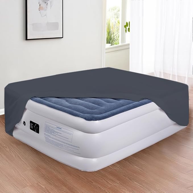 Bedecor Air Bed Sheets for Mattress Cover Removable Bed and Elastic Band Super Soft and Breathable & Deep up to 21" Black King