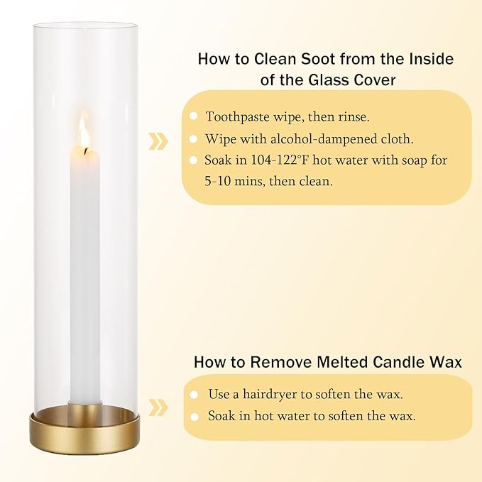 Romadedi Glass Hurricane Candle Holders Gold - 12 Inch Taper Candlestick Holder Bulk Clear Glass Cylinder Table Centerpiece Wedding Decor Party Birthday Christmas Home Decorations, Set of 10