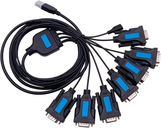 7 Port Professional Prolific CHIP USB to Serial RS232 DB9 Adapter Converter Serial Cable 9-Pin Male to Male with Thumbscrews (W/Thumbscrews, 7 RS232 Port)