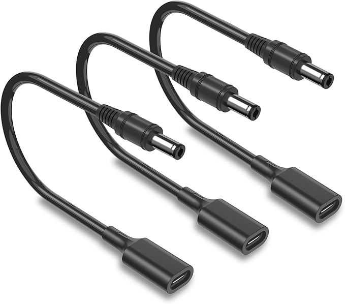 1Ft USB C to DC Plug 5.5mm x 2.5mm Adapter Cable, PD 15W 5V Type C Female to DC Power Charger Converter Cable for Mini Fan, LED Strip Light, Hard Disk Box, Home Phone System, 3Pack
