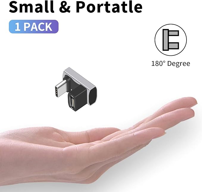 Duttek 180 Degree USB C Adapter 240W, U Shaped USB C Male to Female Adapter, 40Gbps Type C Extender Converter 8k Video Audio Display for Laptop, Switch, MacBook, Thunderbolt 4/3, 1pack