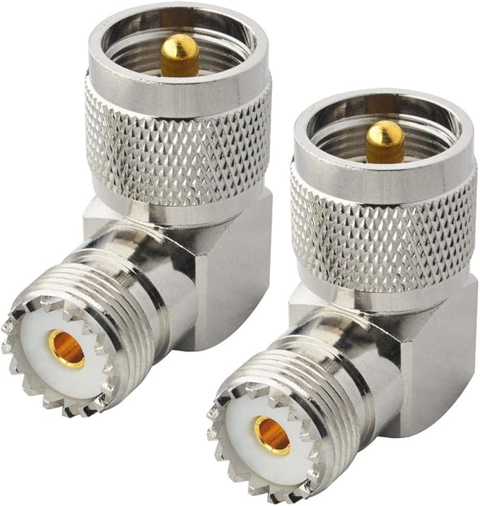 Boobrie UHF Connector Right Angle Coax Connector UHF Male Plug PL259 to UHF Female Jack SO239 90 Degree L Shape Low Loss Coax Cable Connector RF Antenna Adapter Pack of 2