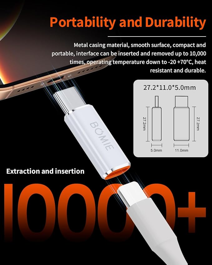 BOMIE Light-ning to USB C Adapter 2 Pack,PD27W/66W Fast Charging 480Mbps Data Transfer,USB C Charger Connector Cable for M-acBook,Phone 15/16/17 Pro Max,Pad pro,G-alaxy,X-Peria,No for Headphone/OTG